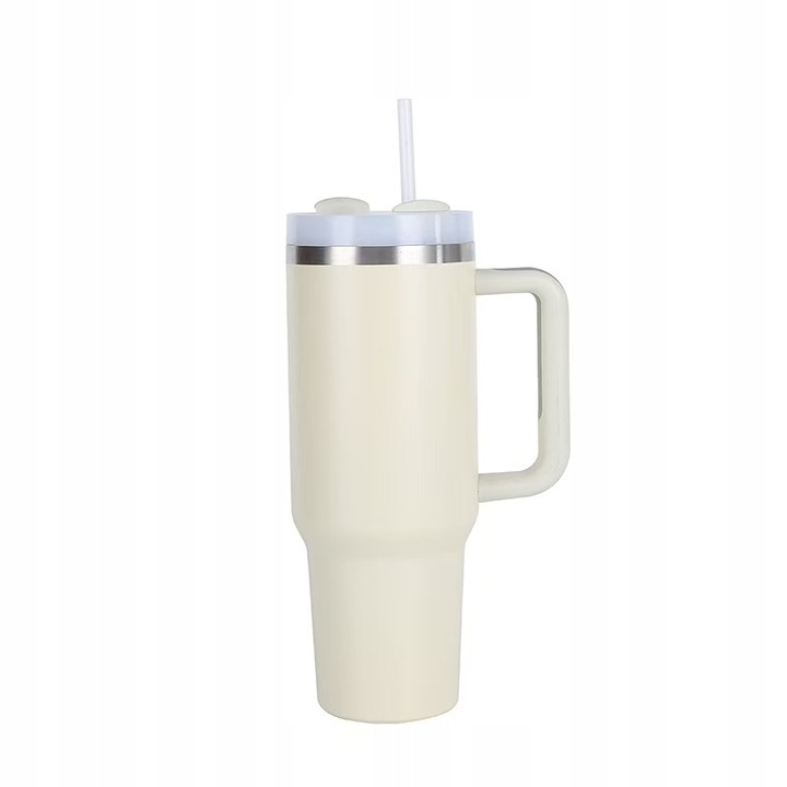 KUBEK TERMICZNY ZE SŁOMKĄ 1200ML KUBEK TERMICZNY ZE SŁOMKĄ KREMOWY