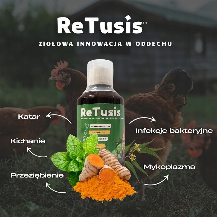ReTusis 250 ml Zioła na wsparcie dróg oddechowych kur katar mykoplazma MG
