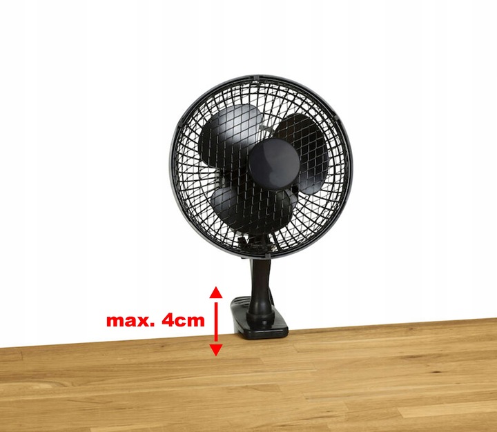WENTYLATOR WIATRAK BIURKOWY KLIPS STOJAK REGULACJA 2 TRYBY 25W CICHY ZESTAW