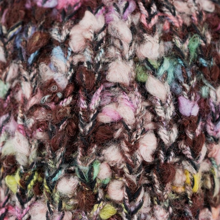 Czapka zimowa damska Multicolor - boucle, gruba, beanie Czarny