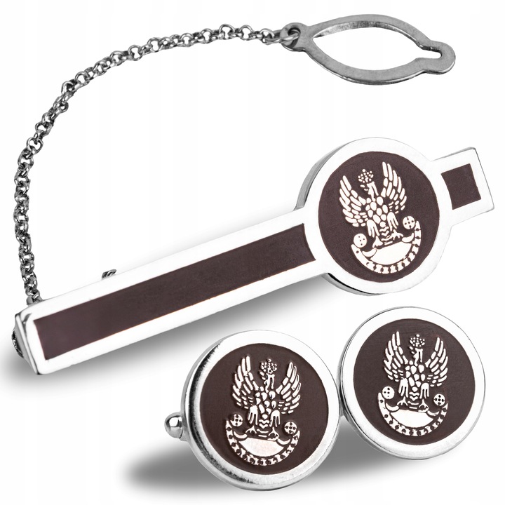 Męskie Spinki do Mankietów i Krawata Wojsk Lądowych Zestaw 841A/MON