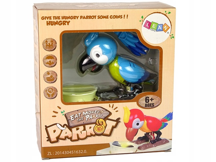SKARBONKA INTERAKTYWNA AUTOMAT ZJADA MONETY PAPUGA ZŁODZIEJASZEK MONET