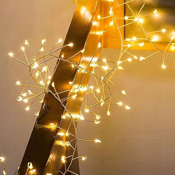 LAMPKI CHOINKOWE 300LED 6m CLUSTER RYŻ - Lampki Drucik BIAŁE CIEPŁE -GĘSTE