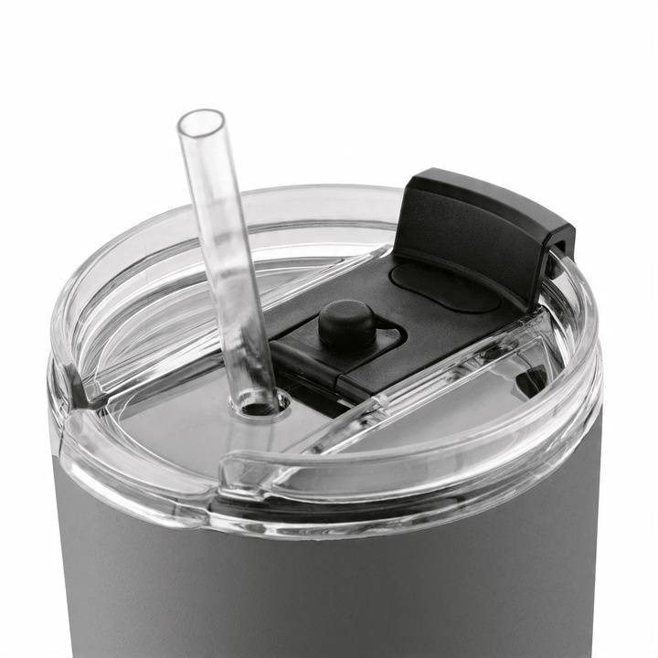 KUBEK TERMICZNY ze słomką PRÓŻNIOWY SZARY DUŻY Konighoffer Davos 1200 ml