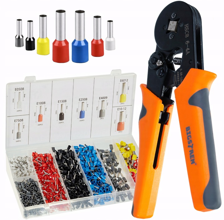 ZACISKARKA PRASKA DO TULEJEK KOŃCÓWEK 0,25-10MM ZESTAW DO TULEJEK 1200 SZT