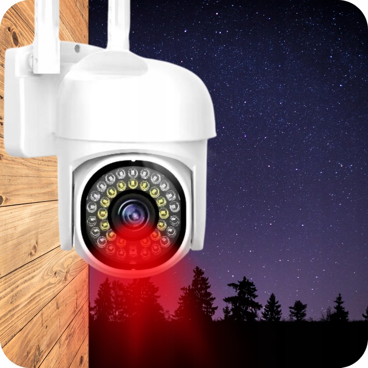 KAMERA ZEWNĘTRZNA OBROTOWA WIFI SMART 5MP ZOOM DETEKCJA QUADHD PODCZERWIEŃ