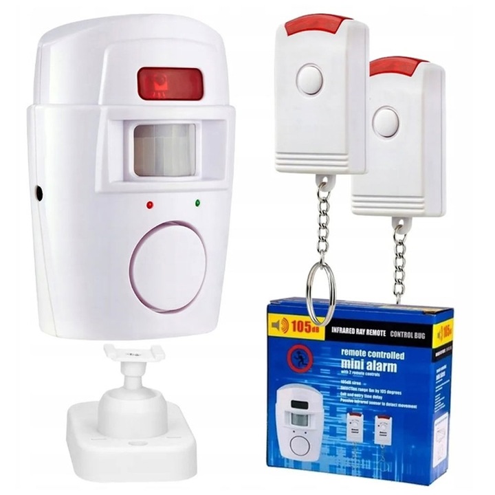 2x ALARM BEZPRZEWODOWY CZUJNIK RUCHU SYRENA NA BATERIE DO DOMU GARAŻU
