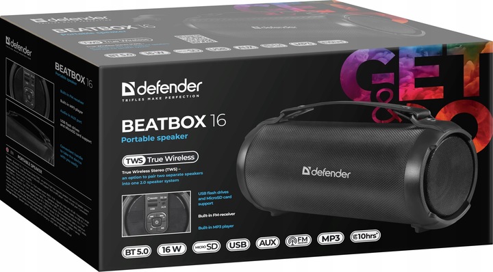 Defender BEATBOX 16 Duży Mocny Głośnik Bluetooth Radio FM MP3 Bezprzewodowy