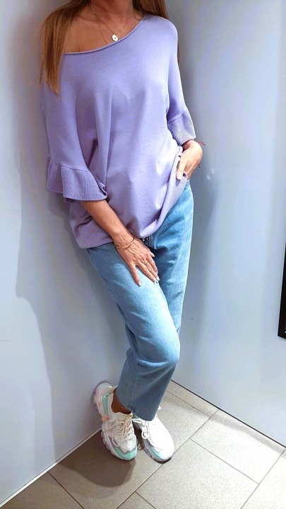 COCOMORE Bluzka Sweter z Falbanką Żółty