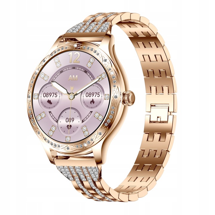 SREBRNY ZEGAREK SMARTWATCH DAMSKI ROZMOWY CIŚNIENIOMIERZ PULSOMETR KROKI PL