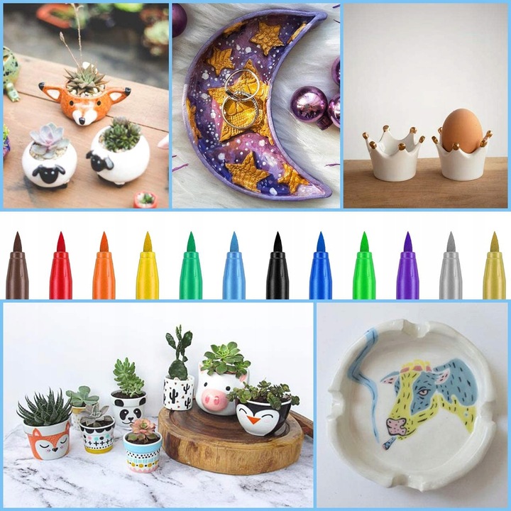 Pisaki do malowania ceramiki 12 kolorów RATEL