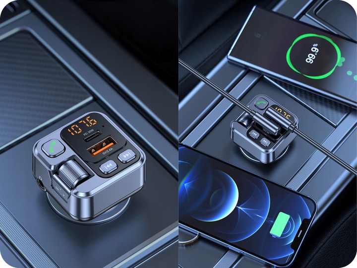 TRANSMITER BLUETOOTH SAMOCHODOWY AUDIO FM MP3 BT SZYBKA ŁADOWARKA USB