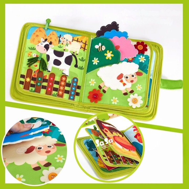 Książeczka Manipulacyjna Sensoryczna Montessori Tablica Zabawka Edukacyjna