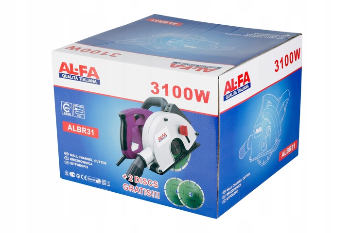 BRUZDOWNICA ELEKTRYCZNA DO BETONU FREZARKA ZESTAW NARZEDZIA TARCZE 3100 W