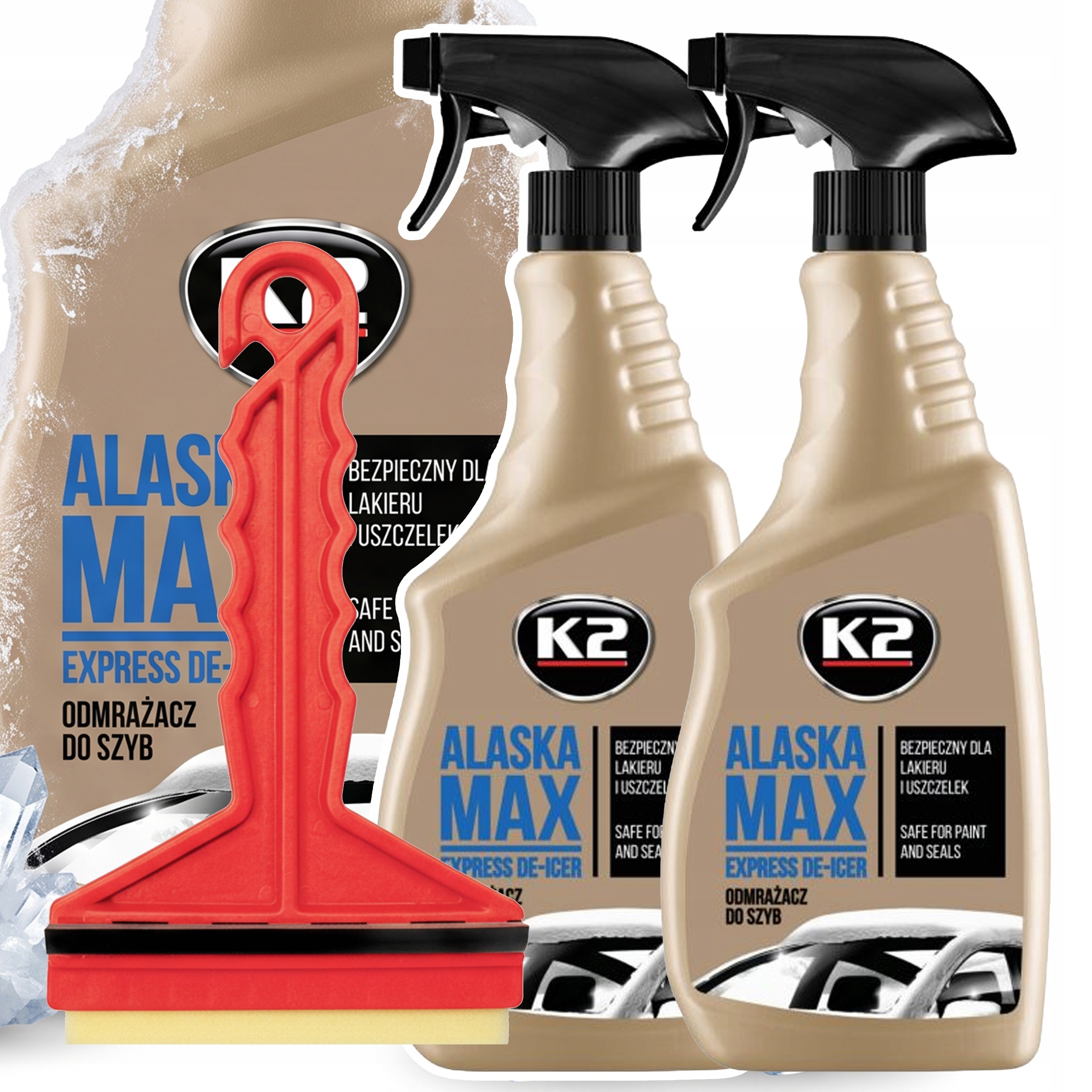 K2 Alaska Max — odmrażacz do szyb 2 × 700 ml + skrobaczka