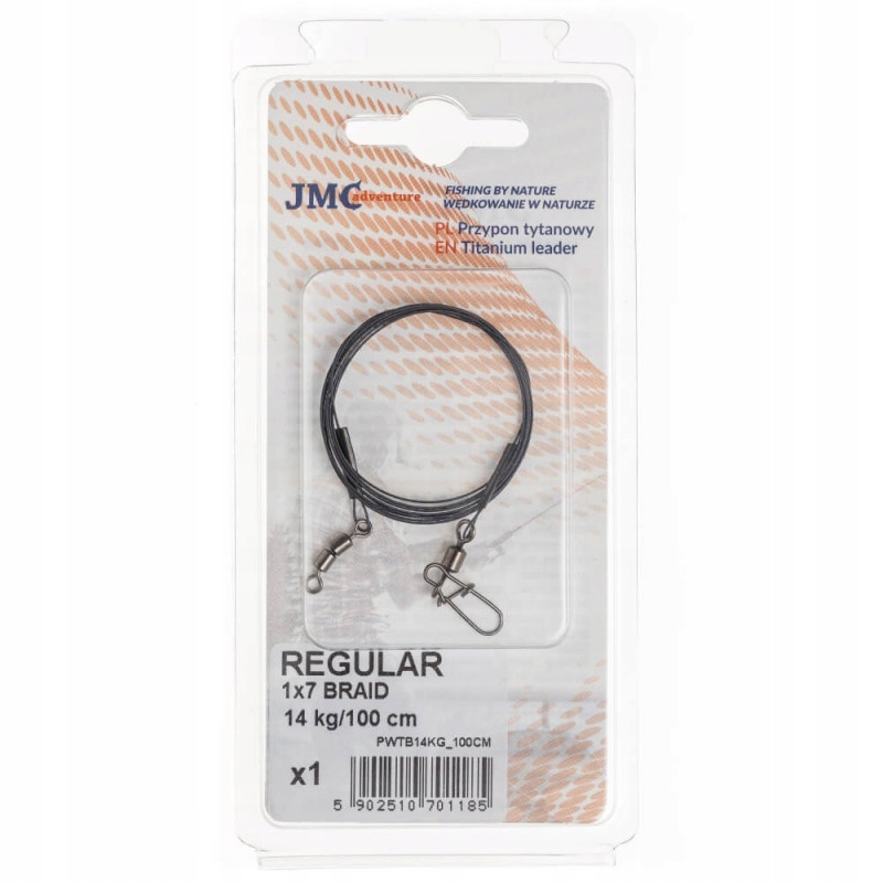 PRZYPON WĘDKARSKI Z PLECIONKI TYTANOWEJ 1X7 REGULAR, 14KG, 100 CM