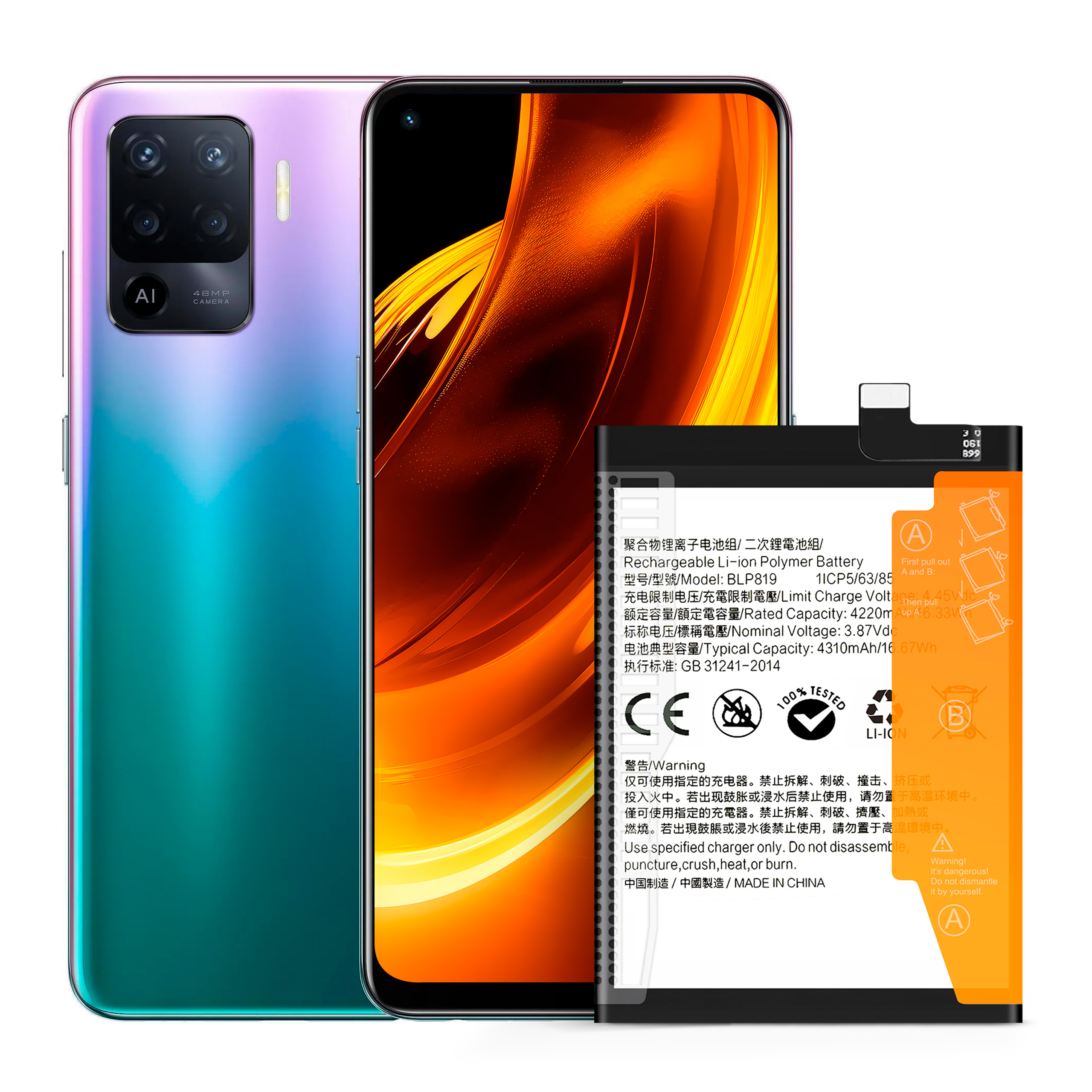 Baterie BLP819, NOWACELL, 4310 mAh, pentru Oppo Reno 5/5 Z/5 Lite