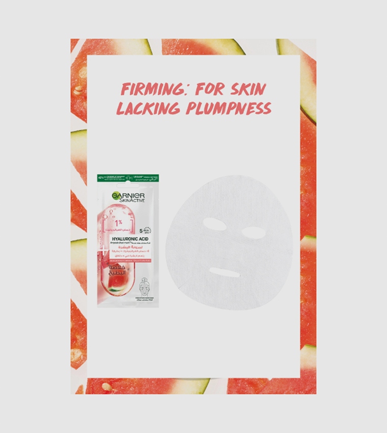 Garnier Skin Active Maska Do Twarzy, 1% Kwasu Hialuronowego I Arbuz