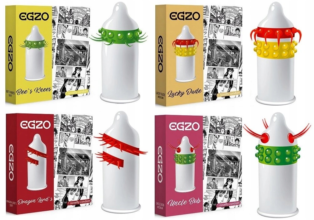 EGZO 4szt Stymulujące Kolce Wypustki 2X soft 2X medium