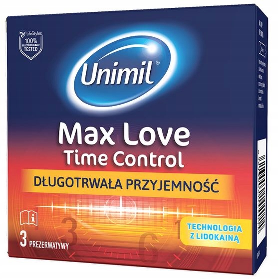 UNIMIL Max Love Prezerwatywy Mocno Opóźniające Lidokaina 3szt