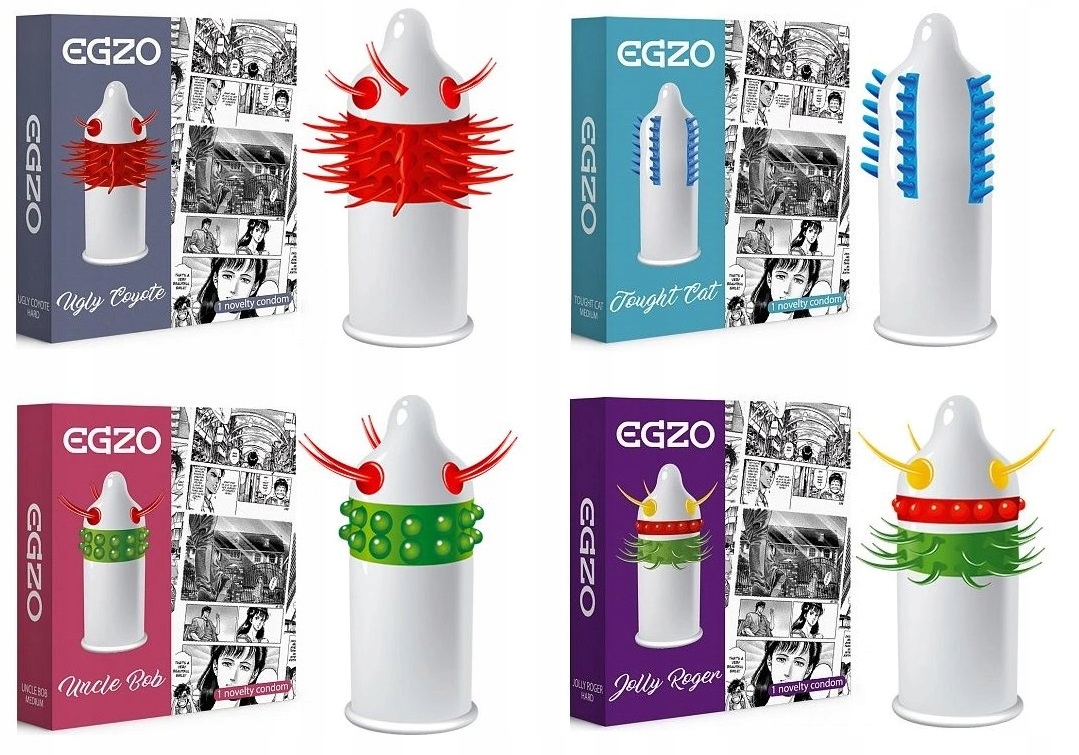 EGZO Prezerwatywy Stymulujące Kolce Wypustki Potęgujące Orgazm 4szt