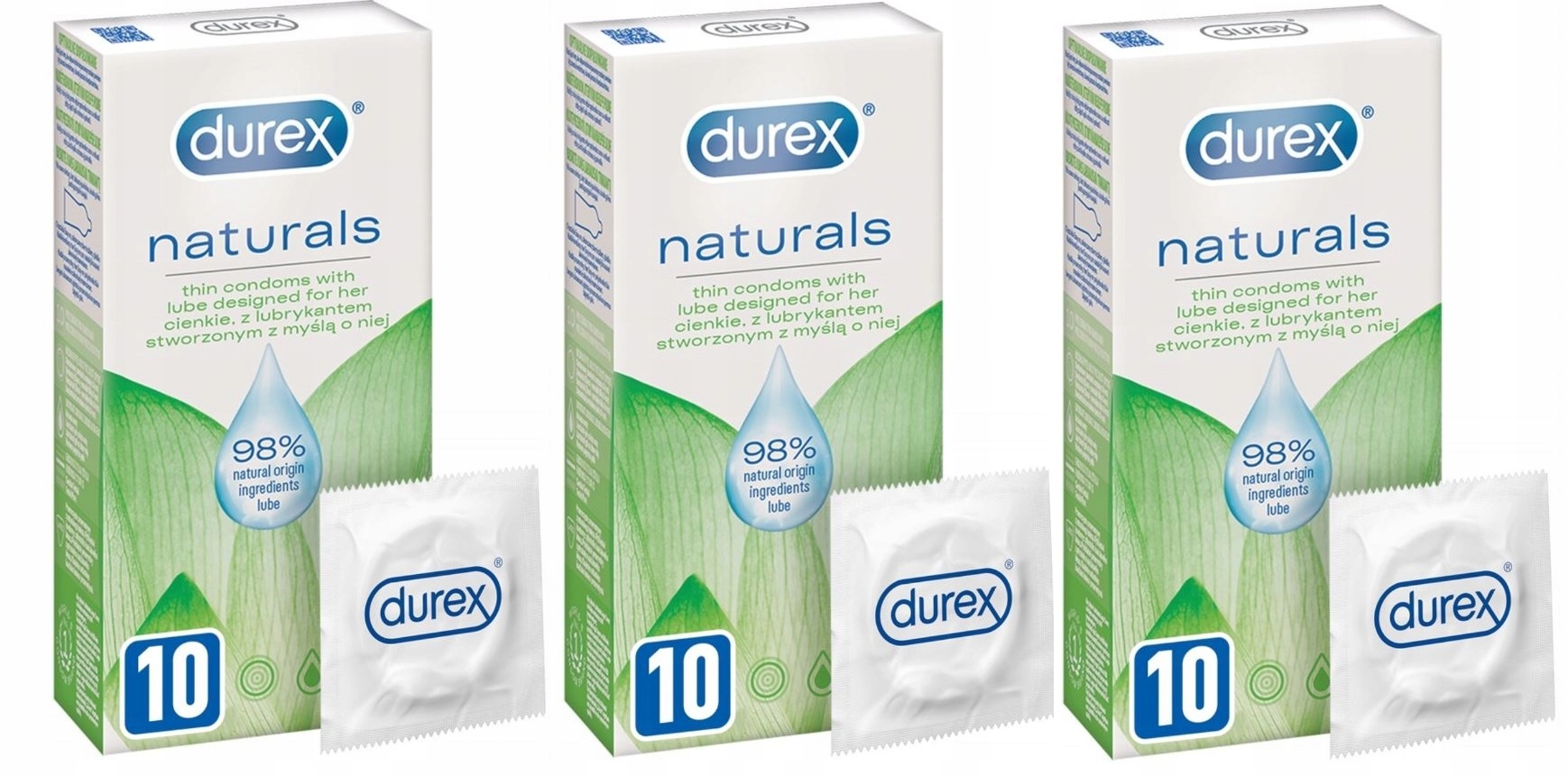 30X DUREX Naturals Prezerwatywy Cienkie Z Naturalnym Lubrykantem