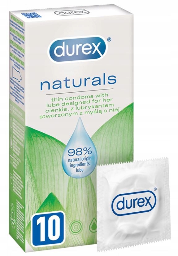 30X DUREX Naturals Prezerwatywy Cienkie Z Naturalnym Lubrykantem
