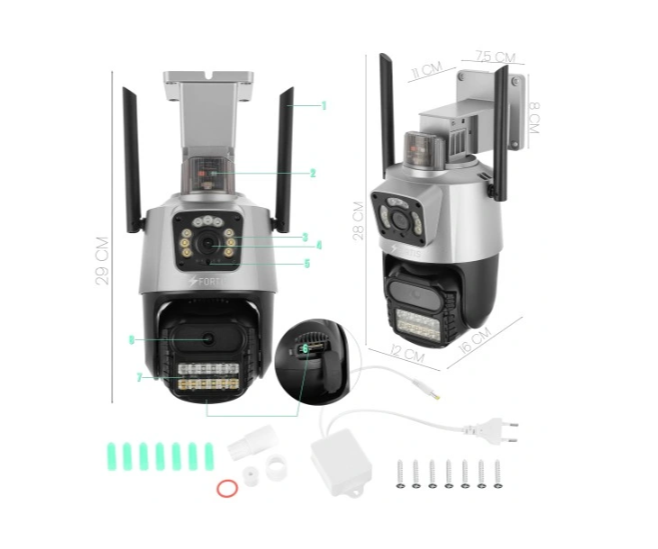 KAMERA PODWÓJNA ZEWNĘTRZNA OBROTOWA WIFI IP FULL HD MIKROFON