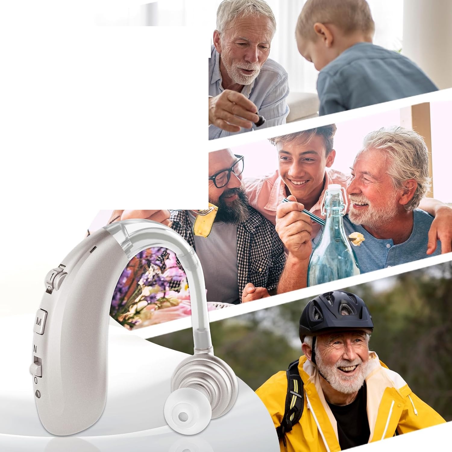 Aparat słuchowy Britzgo A360 dla seniorów 6 poziomów głośności srebrny