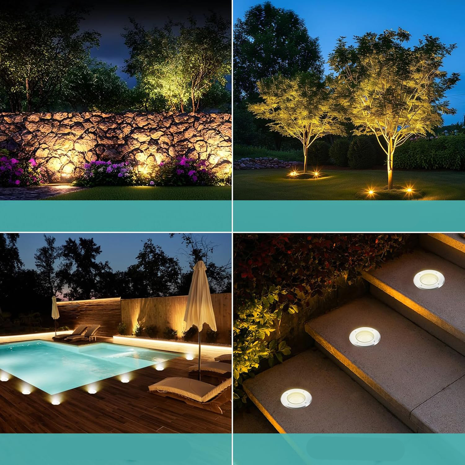 Reflektory podłogowe Goodia 4 szt. GU10 IP67 regulowane 3 W ciepłe białe