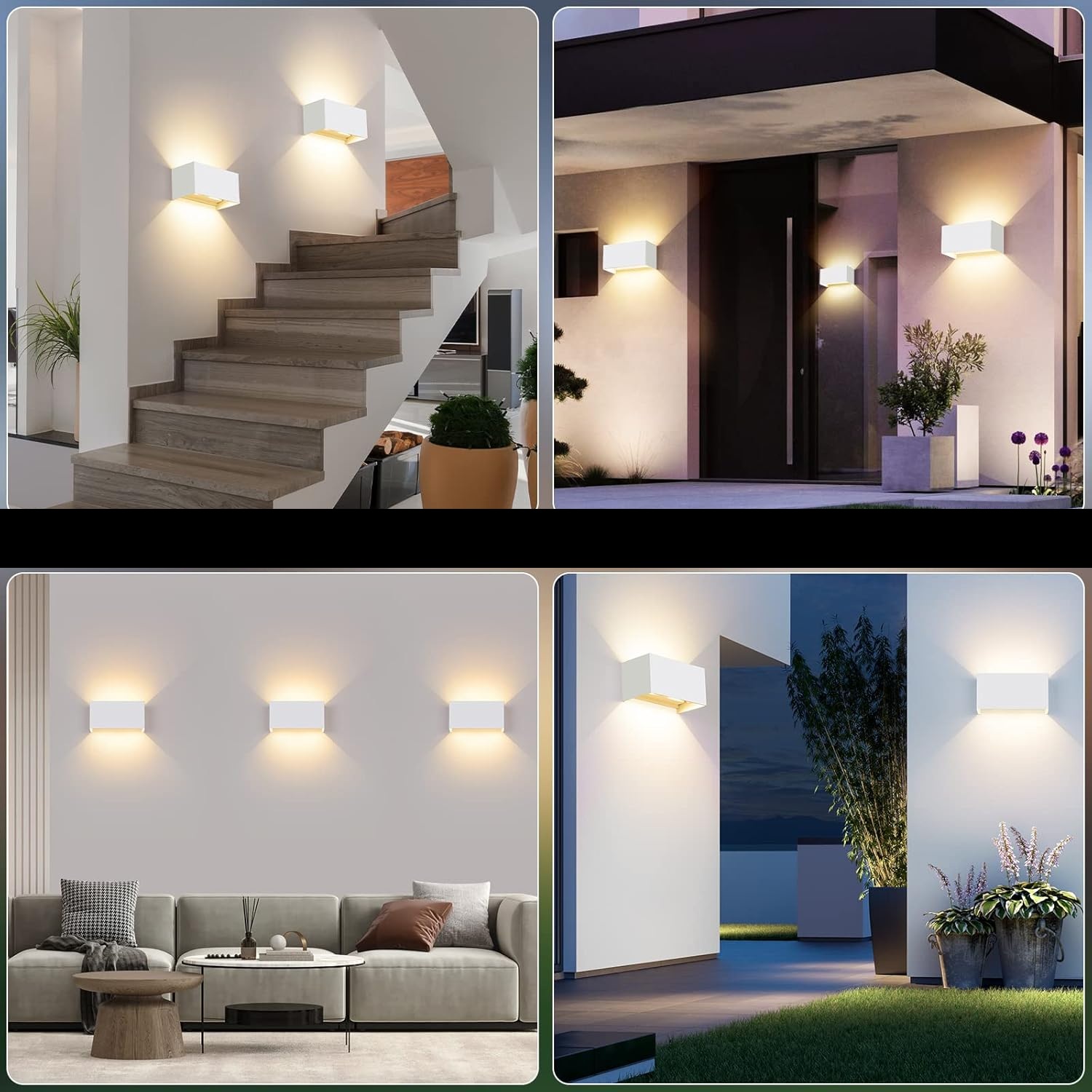 Lampa ścienna LED 24 W biała regulowana IP65 3000 K Cwycfw DCL002D 4 szt.