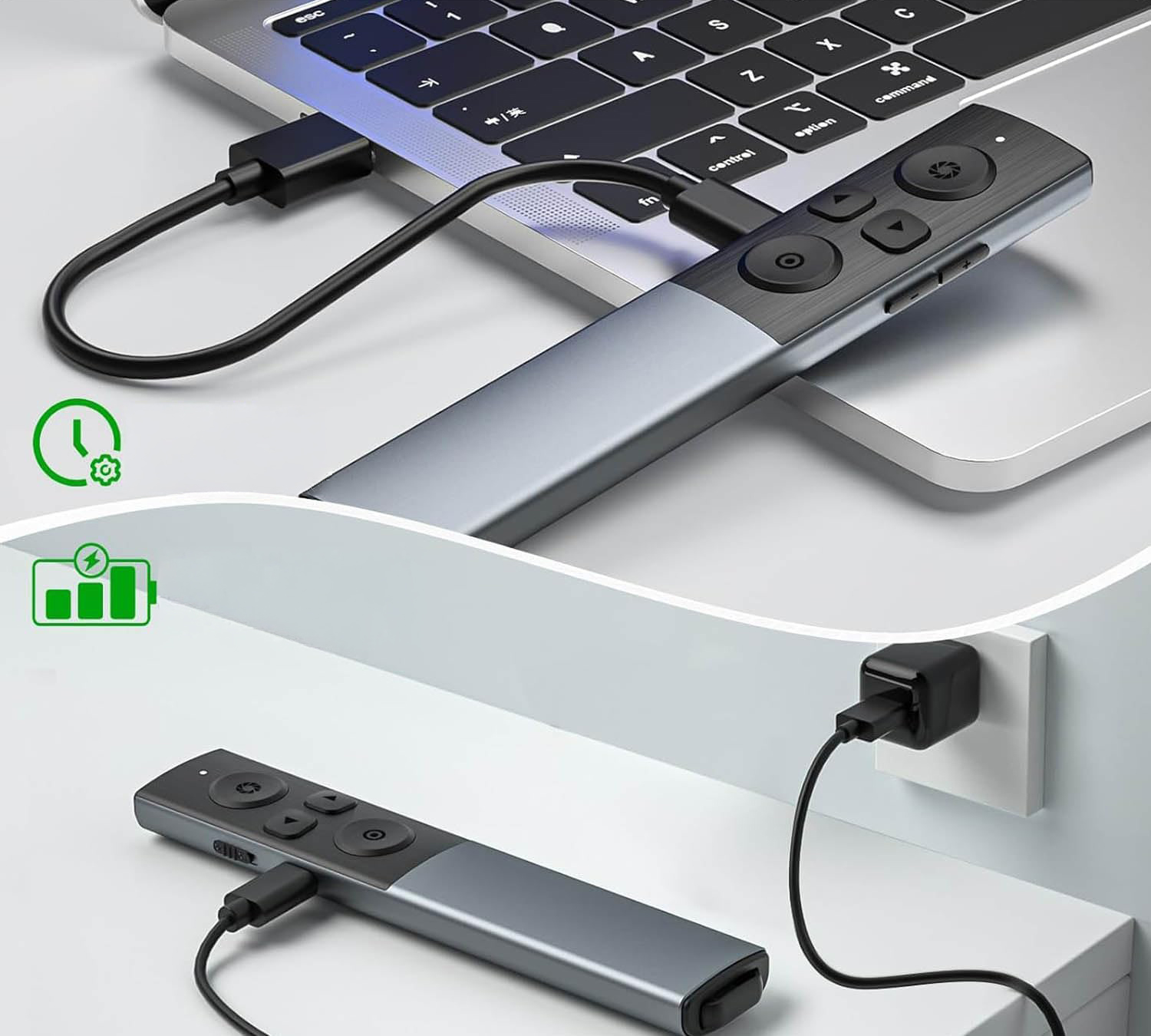 NIEKOMPLETNY Pilot do prezentacji 2w1 USB/Typ C bezprzewodowy prezenter