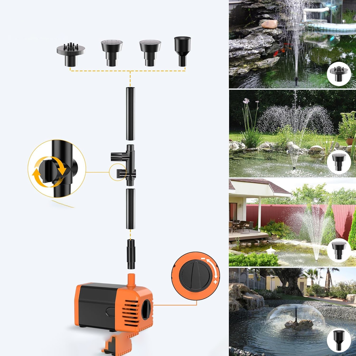 Solara fontanna Biling 25W 1200 L/H do stawu ogrodowa pompa z rurą 2 m