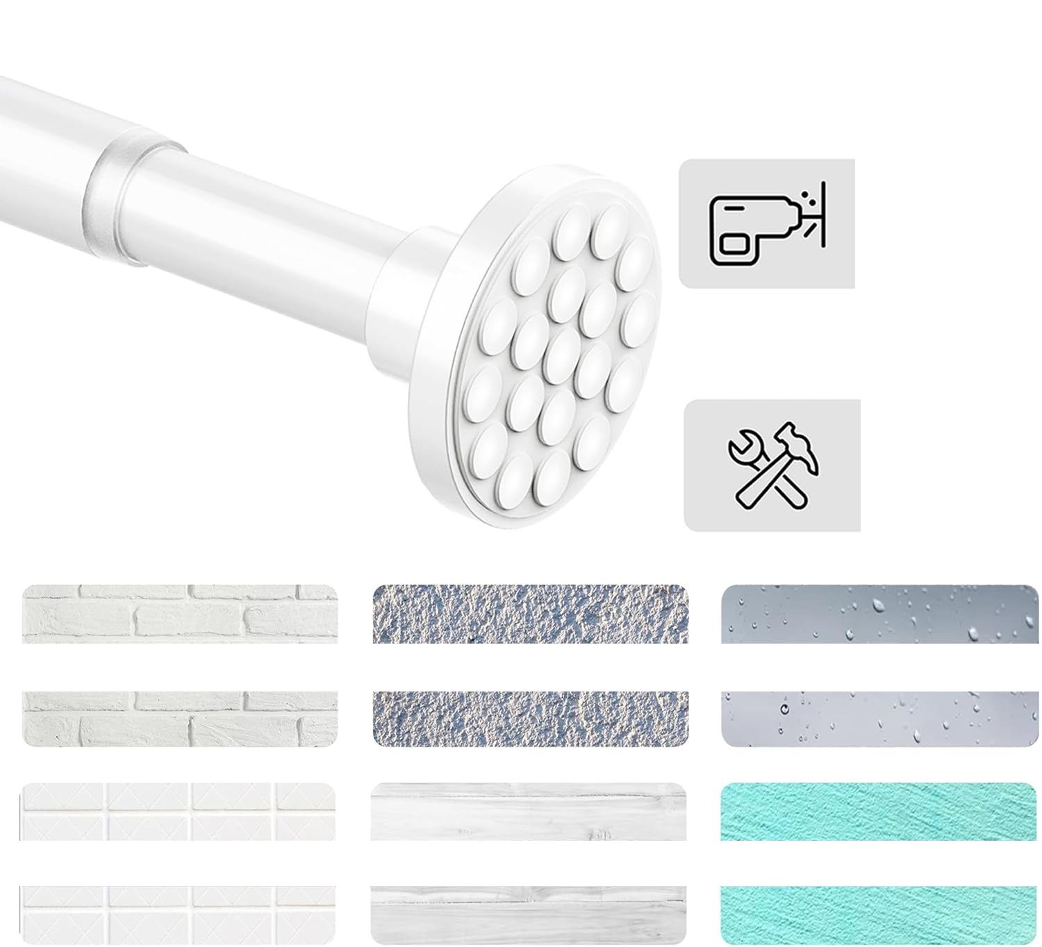 Drążek prysznicowy rozciągany bez wiercenia 160-220 cm Φ32 mm biały