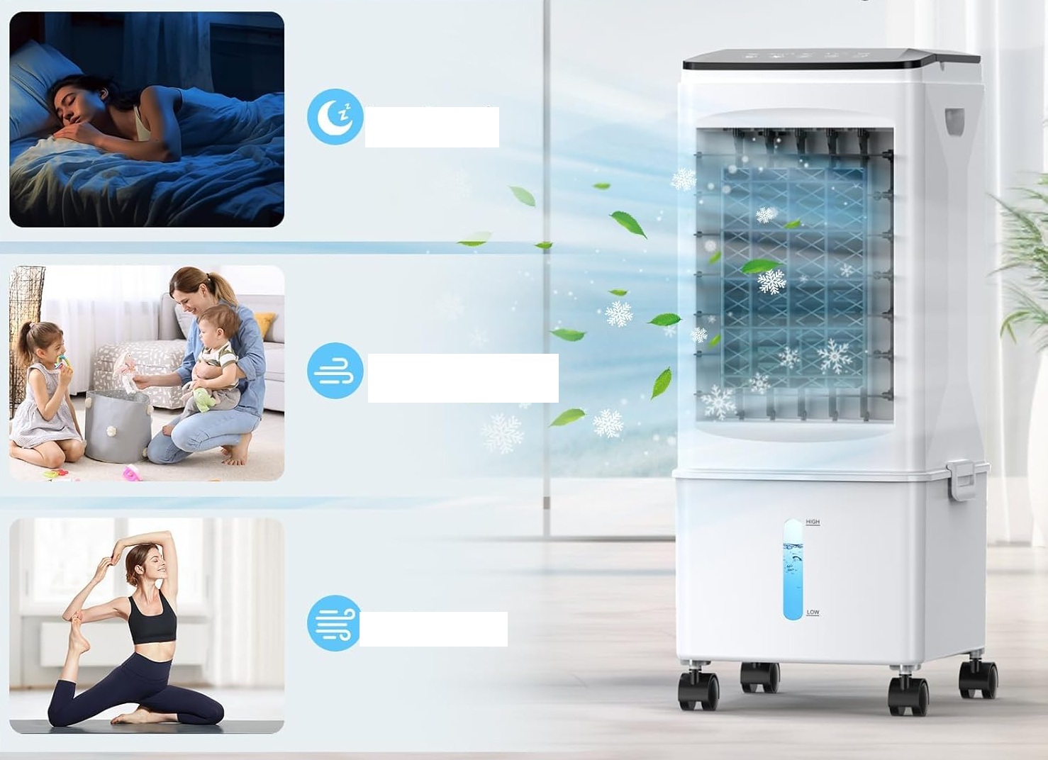 Klimatyzator przenośny 4w1 9,5L Eysddifr BW-102YF chłodzenie i nawilżanie