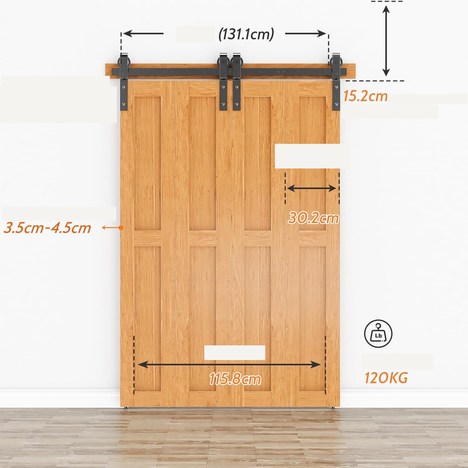 NIEKOMPLETNY Zestaw okuć do drzwi przesuwnych składanych SANKEYTEW 131 cm