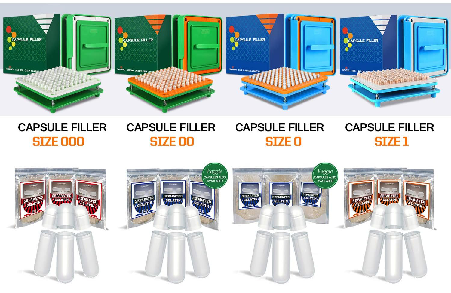Maszyna do napełniania kapsułek WANANFU CFM100-000-EU, rozmiar 000