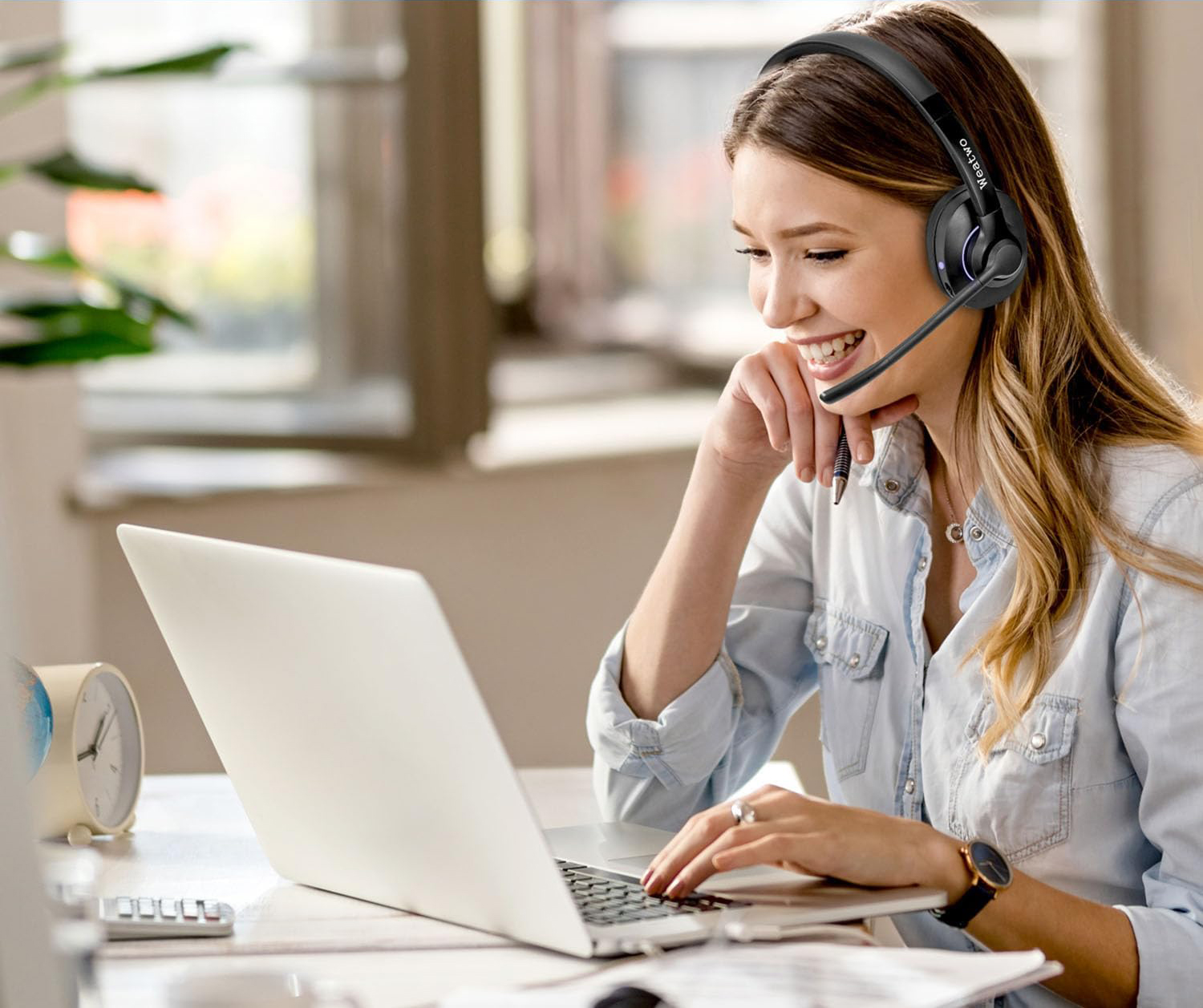 Weatwo Słuchawki Bluetooth z Podwójnym Mikrofonem CVC8.0 do Telefonów i PC