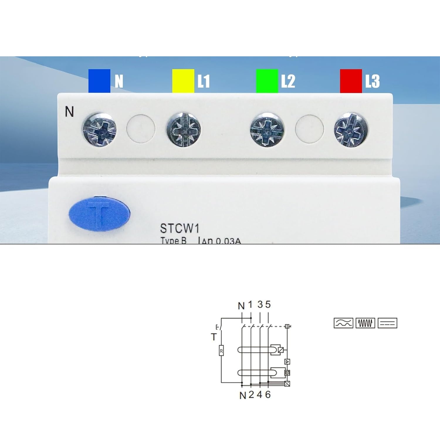Wyłącznik różnicowoprądowy JAOGAUS STCW1 40A 30mA 4P typ B 400V 10kA
