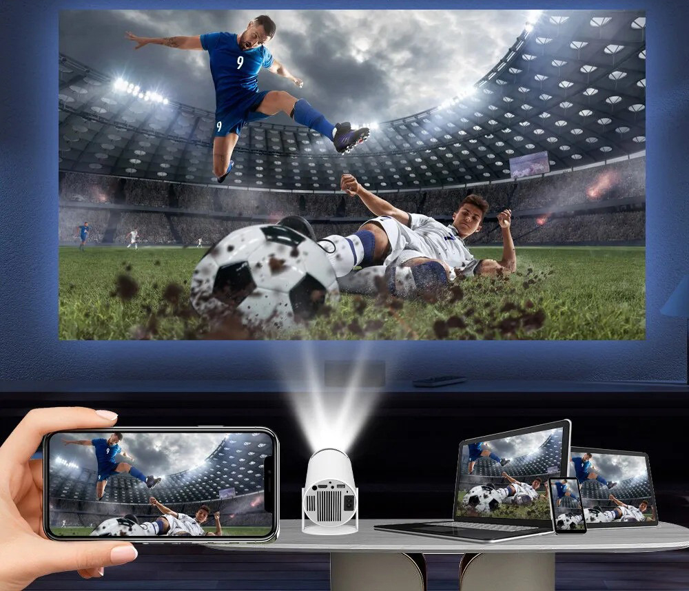 RESTEQ Projektor kina domowego HD Android 11 z WiFi 6 i Bluetooth 5.0