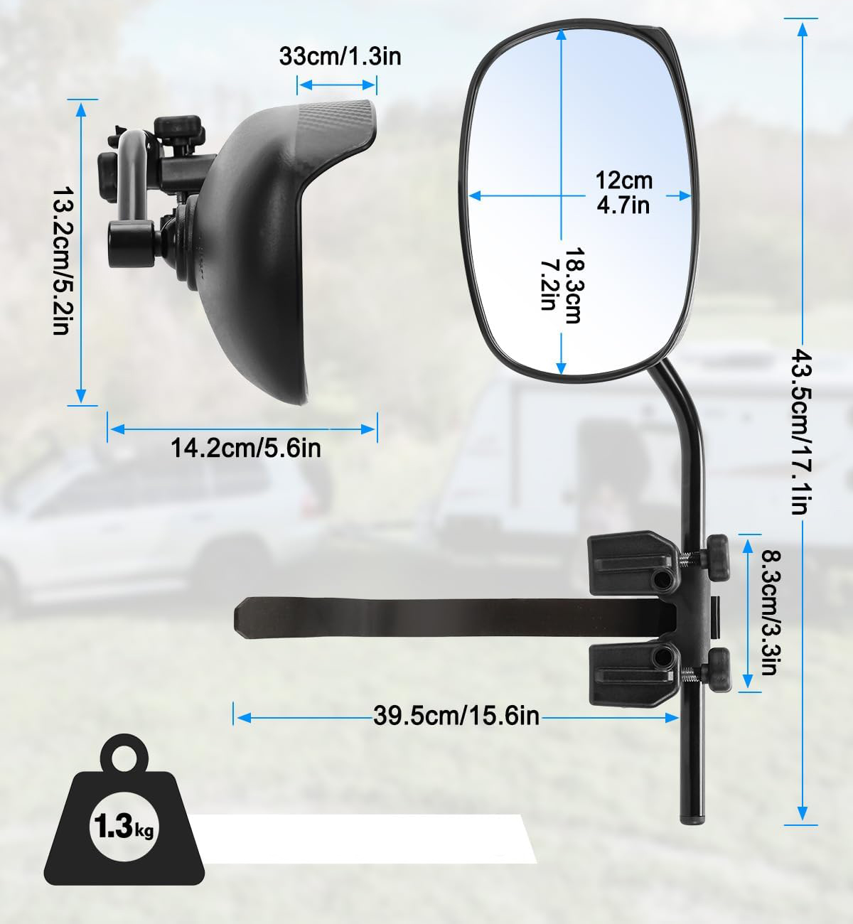 Lusterka holownicze SUPAREE SP-JK2107 uniwersalne do kampera 1 para