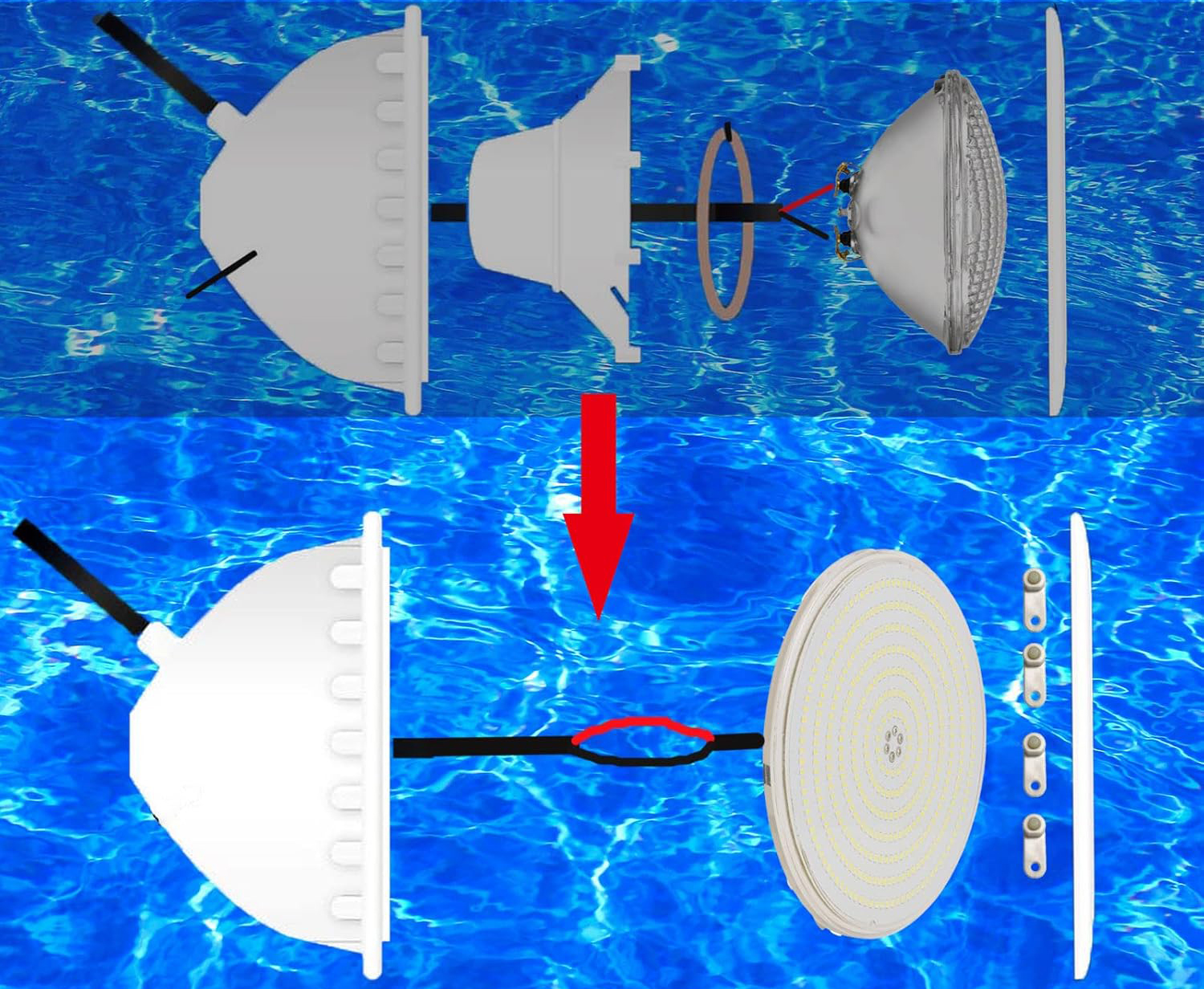 UŻYWANA Lampa basenowa płaska LED LyLmLe R-PL01 PAR56 35W IP68 RGB 12V