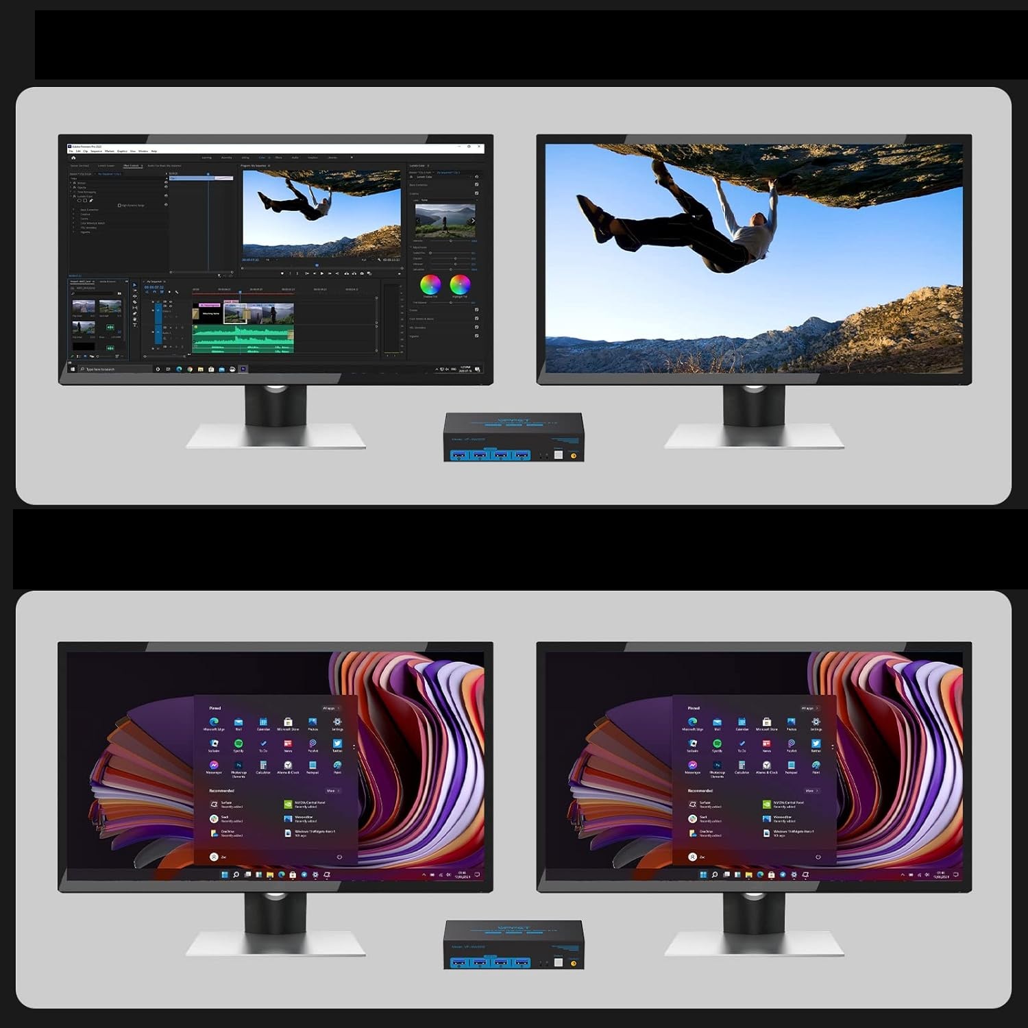 Przełącznik KVM DisplayPort 2xPC na 2 monitory 4K120Hz 8K60Hz USB3.0