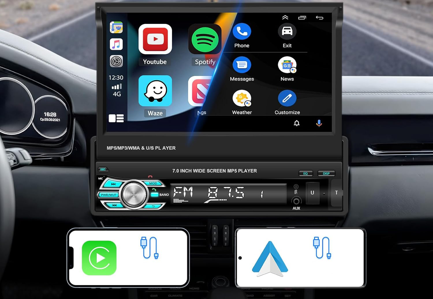UŻYWANE Radio samochodowe Inefala 45W z Bluetooth i tunerem FM nowoczesny