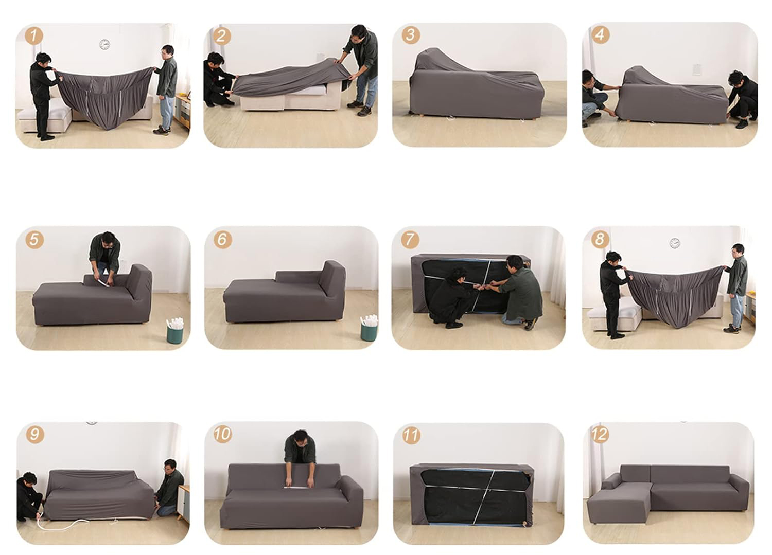 Pokrowiec na sofę L elastyczny spandex Jaotto 2-częściowy 2-osobowy biały