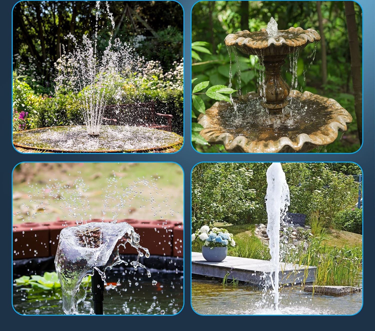 Solarny filtr do stawu z pompą Biling 8W 405L/h z akumulatorem i 10 dyszami