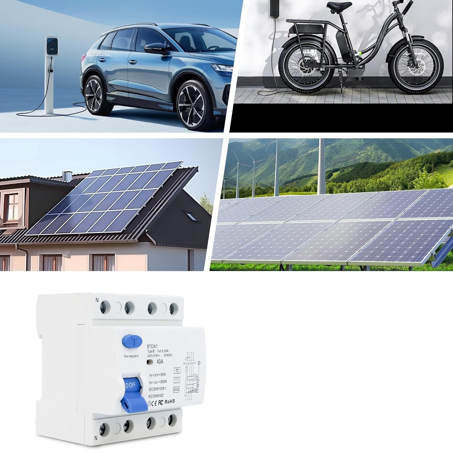 Wyłącznik różnicowoprądowy JAOGAUS STCW1 40A 30mA 4P typ B 400V 10kA