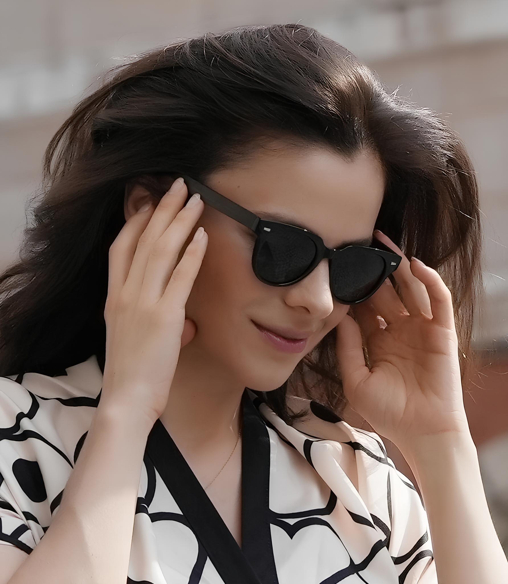 Drewniane okulary przeciwsłoneczne MIAROZ, z polaryzacją, czarne