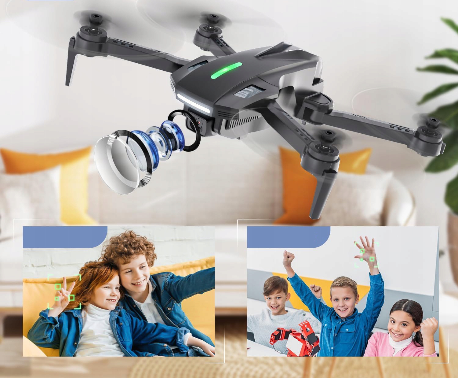 Mini dron DEERC D70 z kamerą HD 1080P dla dzieci, 2 baterie POWYSTAWOWY