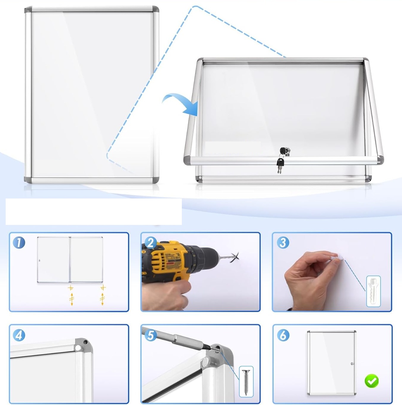 Tablica ogłoszeń zamykana Swansea biała z drzwiami 67x50 cm 4×A4